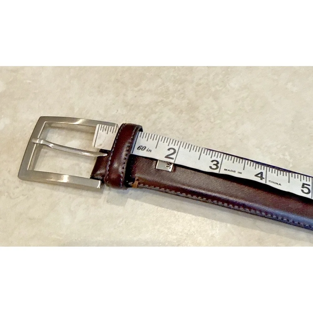 Johnston & Murphy 75-6797 Brown Leather Casual Belt Buckle Sz 42 Career Preppy